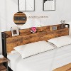 Nasitip Bed Frame, Retro Brown Metal Platform with USB Charging Ports, 2-Tier Storage, Headboard, No Box Spring Needed - 4 of 4