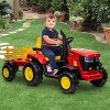 12V Kids Electric Tractor with Remote, Dual 35W Motors, 3-Speed, Detachable Trailer, Bluetooth/USB, LED Lights, for Ages 3+, Green - 2 of 4