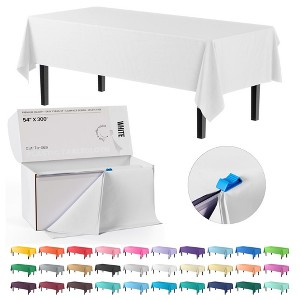 Crown Display 54" X 300' Roll In A Box Cut-To-Size Disposable Plastic Table Cover With Cutter - 1 of 4