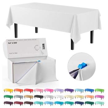 Crown Display 54" X 300' Roll In A Box Cut-To-Size Disposable Plastic Table Cover With Cutter