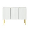 TROPOW White Wood 1 White Rectangular Minimalism Sideboard Buffet Cabinet Accent Cabinet with 3 Doors Shelves Buffet Cabinet for Kitchen,White - 2 of 4