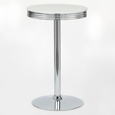 Raleigh Retro Bar Height Pub Dining Table White/Chrome - Buylateral