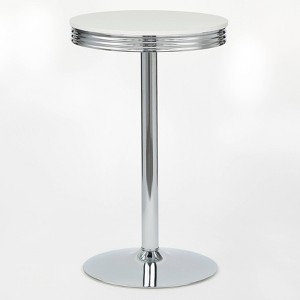 Buylateral Raleigh Retro Bar Height Pub Dining Table White/Chrome: Modern Kitchen Pedestal Table, Laminate Top - 1 of 4