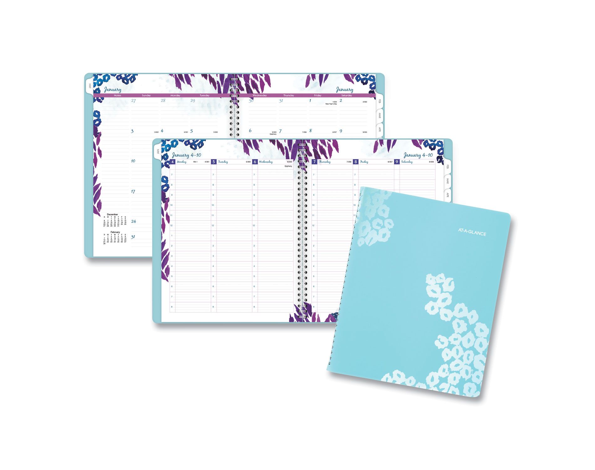 Wild Washes Weekly/Monthly Planner, Flora and Fauna Artwork, 11 x 8.5, Blue Cover, 13-Month: Jan 2026 to Jan 2027