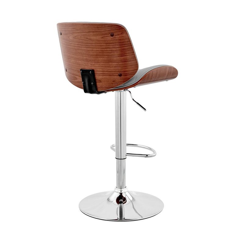 Brock Adjustable Counter Height Barstool with Faux Leather Seat Walnut Finish Back Steel Base - Armen Living, 5 of 12
