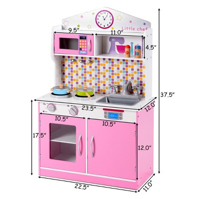 Kitchen Play Set Pretend Baker Kids Toy Cooking Playset Food Little Bakers Red
