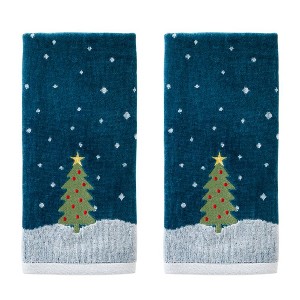 SKL Home Saturday Knight Ltd Simple Tree Hand Towel - (2-Pack) - 16x25", Teal - 1 of 2
