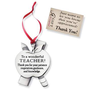 Collections Etc Wonderful Teacher Silver Toned Christmas Ornament