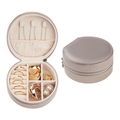 Unique Bargains Small Portable PU Leather Display Holder Travel Jewelry Box for Girls' Birthday Gifts