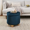 VYNXARIA Round Storage Ottoman, multi-functional round flannel button Ottoman, lid can be turned over as a table top, with storage space - 3 of 4