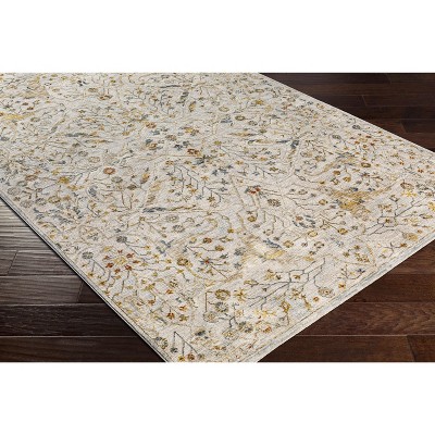 Gray and Beige 5' x 7' Polyester Traditional Area Rug