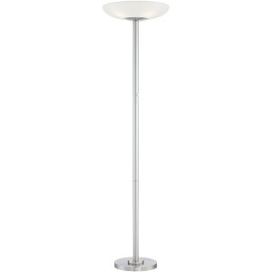 Possini Euro Design Meridian Light Blaster Modern Torchiere Floor Lamp 72" Tall Brushed Nickel LED Frosted Glass Shade for Living Room Bedroom Office - 1 of 4