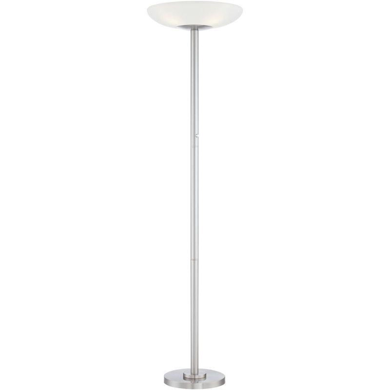 Possini Euro Design Meridian Light Blaster Modern Torchiere Floor Lamp 72" Tall Brushed Nickel LED Frosted Glass Shade for Living Room Bedroom Office, 1 of 10