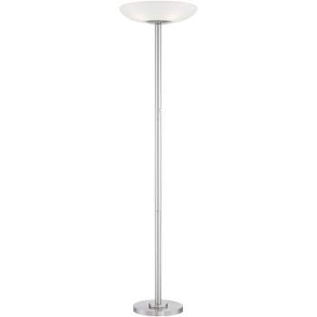 Possini Euro Design Meridian Light Blaster Modern Torchiere Floor Lamp 72" Tall Brushed Nickel LED Frosted Glass Shade for Living Room Bedroom Office
