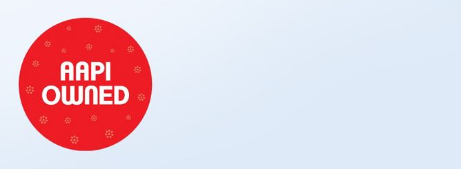 Circle badge with text that says: “AAPI Owned”.