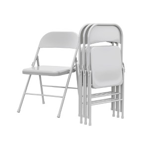 Steel Folding Chair - Office Chair, Living Room Chair, Kitchen Dining Room Chair, Black Frame, Camping Chair - 1 of 4