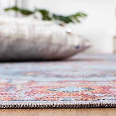 Serapi Elegance Blue/Ivory Hand-Knotted Viscose 6'7" Square Area Rug