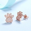 Sterling Silver and 14K Rose Gold Plated Crystal Paw Stud Earrings - 3 of 4