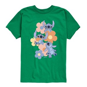 Boys' - Disney - Stitch Pop Flowers Short Sleeve Graphic T-Shirt - 1 of 4