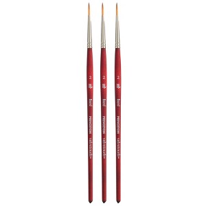 Princeton Velvetouch Round Brush, Synthetic Bristles, Short Handle Mixed Media Paintbrush, Scarlet, Size 2, Pack of 3 - 1 of 4