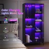 Display Storage Cabinet with LED Lights, Display Case with Glass Doors and Adjustable Shelves, Black - 3 of 4