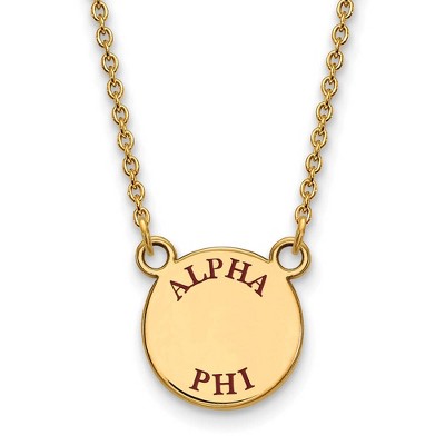 Black Bow Jewelry 14k Yellow Gold Plated Sterling Silver Alpha Phi Greek Life Necklace 18 Inch