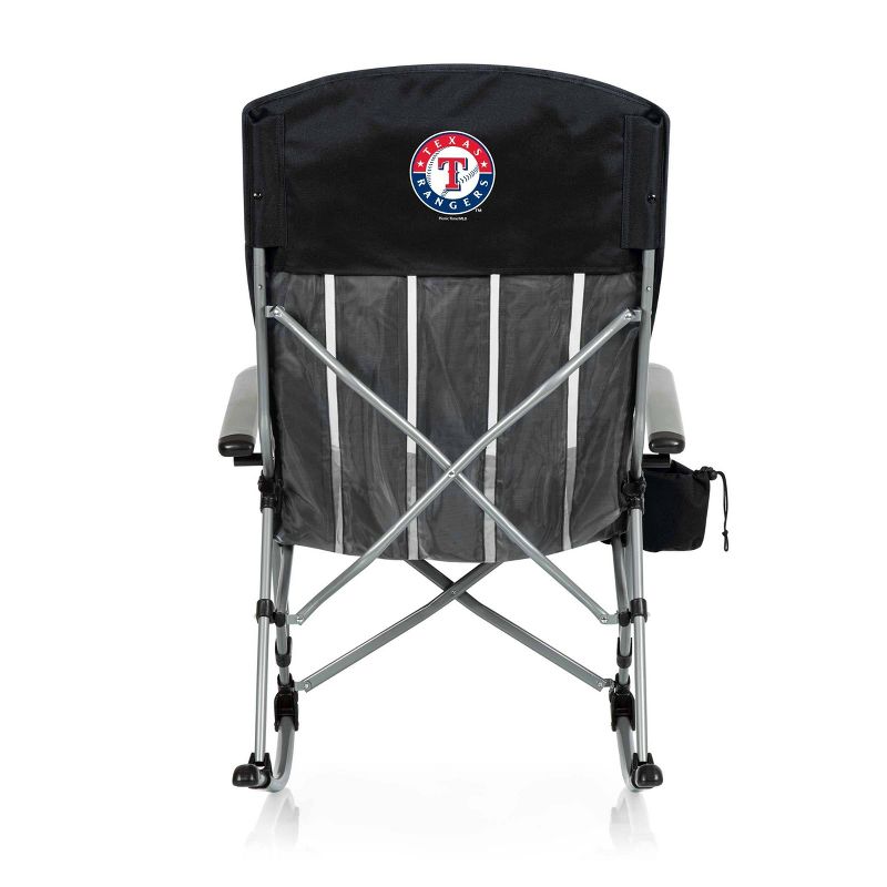 MLB Texas Rangers Outdoor Rocking Camp Chair - Black, 3 of 7