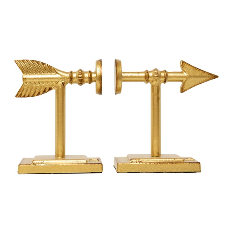 6.5&#34; x 3.5&#34; 2pc Metal Arrow Bookend Set Gold - Storied Home, 3 of 6
