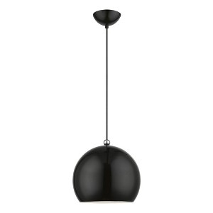 Livex Lighting Stockton 1 - Light Pendant in  Shiny Black/Polished Chrome - 1 of 4