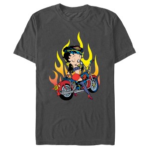 Men's Betty Boop Biker Betty Flames T-Shirt - 1 of 4