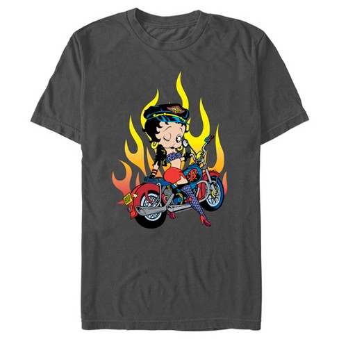 Men's Betty Boop Biker Betty Flames T-Shirt - image 1 of 4