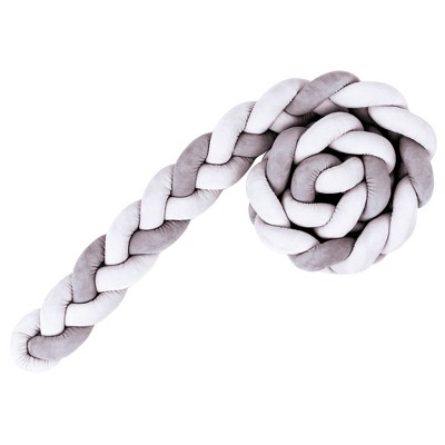 SARO Braided Crib Bumper – 90.5” Baby Crib Rail Guard, Soft Knotted Cushion Liner & Nursery Decor, Protective Braided Pillow for Infants & Toddlers
