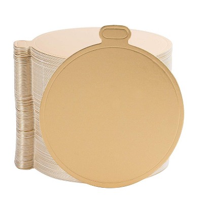 Juvale 100 Pack Gold Mini Cake Boards, Round Dessert Plates Base for Cake (3.8 x 3.4 in)