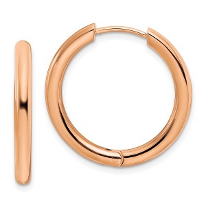 Chisel Stainless Steel Polished Rose IP-plated 3mm Hinged Hoop Earrings - 1 of 4