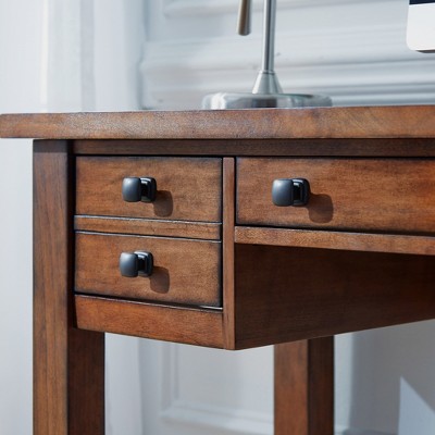 Tahoe Aged Maple Executive Desk with Keyboard Tray and Drawers
