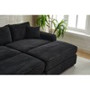 82" Corduroy Sectional Sofa Bed with Pillows & Ottomans - 4 of 4