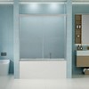 Gulches 56in to 60in W x 58in H Double Sliding Semi frameless Bathtub Door Brushed Nickel Finish with Clear Glass Air Cushion Guide Block 1 Pc - 3 of 4