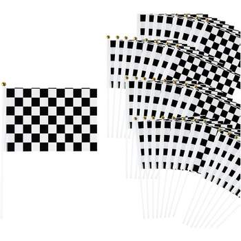 Blue Panda 50 Pack Handheld Checkered Racing Stick Flag for Race Car Party Favors & Decorations, 8.2 x 12 in