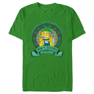 Men's The Simpsons St. Patrick's Day Support Moe's Tavern, Drink Beer T-Shirt