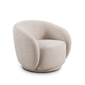 Swivel Accent Chair,Upholstered Modern Round Accent Arm Chairs,360 Swivel Single Sofa Armchair for Living Room and Bedroom,Beige Boucle - 1 of 4