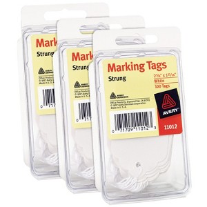 Avery Marking Tags with String Attached, 2-3/4" x 1-11/16", White, 3 Pack, 300 Tags Total (5644) - 1 of 4