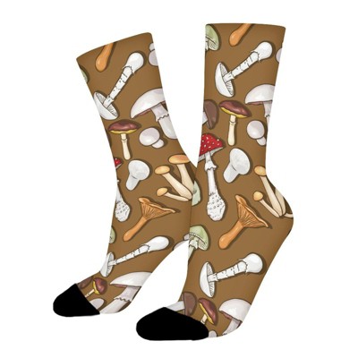 Mushroom Women Printed Crew Socks Funny Funky Socks Soft Polyester Novelty Gifts for Artists Men