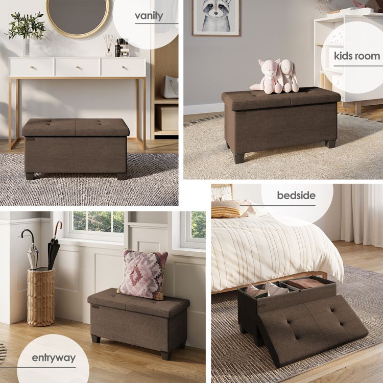 StorageBud Storage Ottoman for Bedroom End of Bed, Fabric Storage Bench, Large Storage Ottoman Bench, Entryway Bench with Storage, 4 of 9