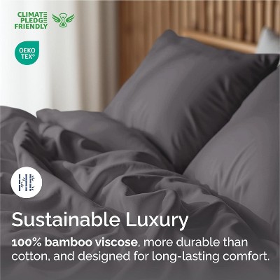 Dark Grey Full Size Bamboo Rayon Deep Pocket Sheet Set