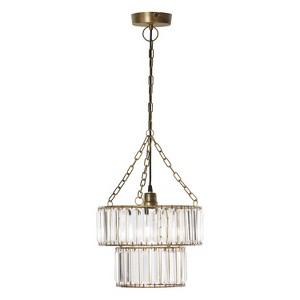 River of Goods 12" 1-Light Venus Glass and Metal Pendant: Adjustable Height, UL Listed, E26 Base - 1 of 4