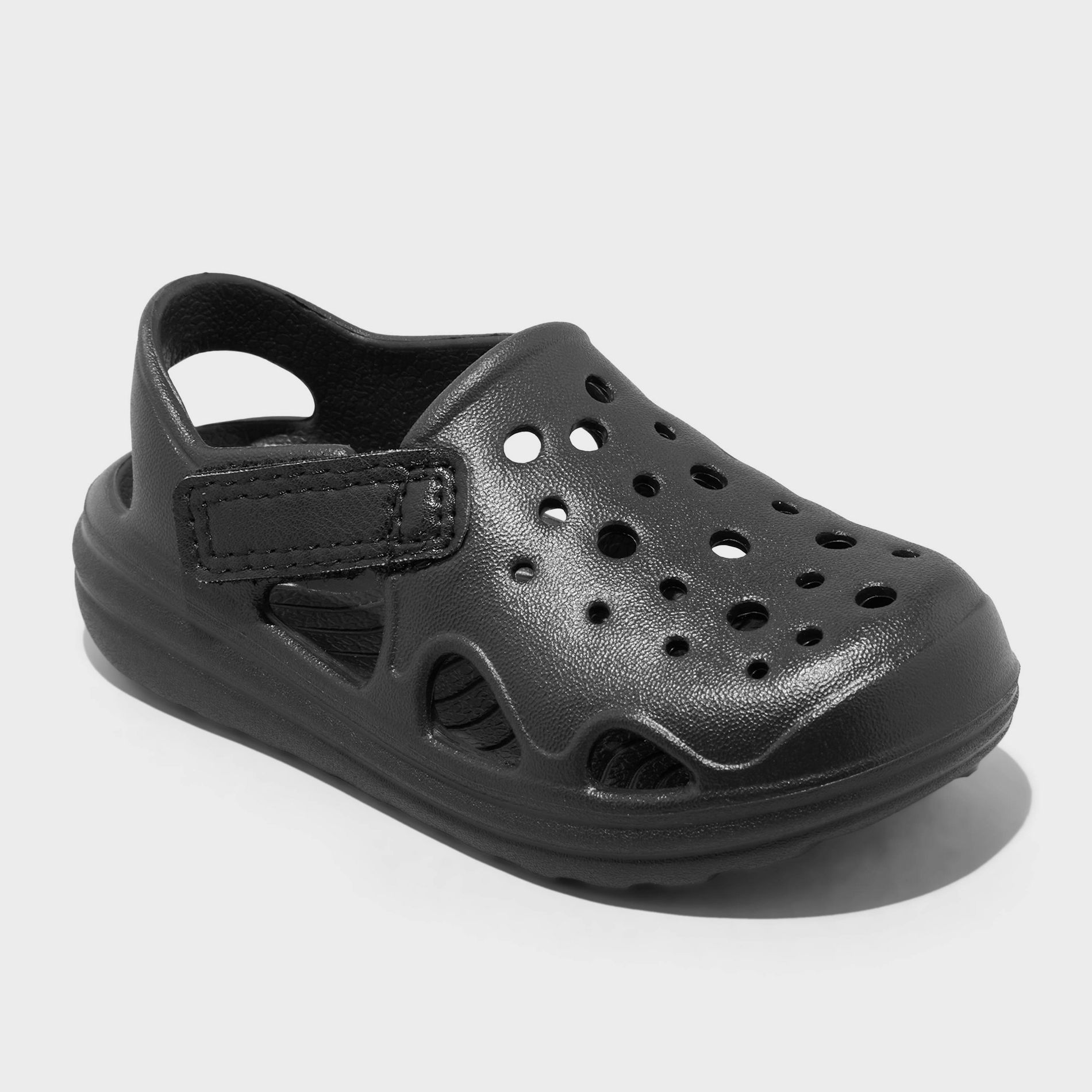 Toddler Atlas Back Strap Clog Sandals - Cat & Jack™ Black 12T: Water Shoes, Hook and Loop Closure, Non-Marking Outsole