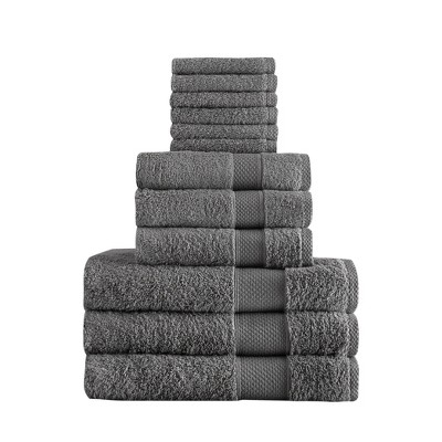 Chloe Bath Towel Set 12pc Sleek Gray - Makroteks