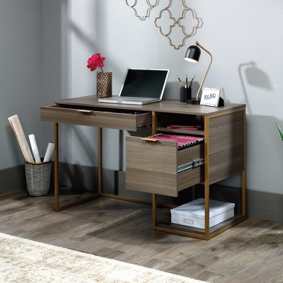 Diamond Ash Elegance 52'' Wood and Metal Home Office Desk with Filing Cabinet