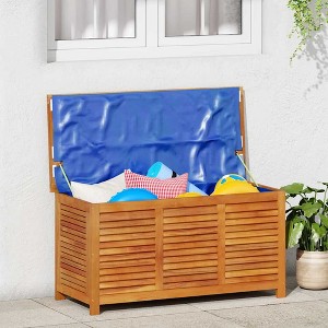 Garden Storage Box with Louver 44.5"x19.7"x22" Solid Wood Acacia - 1 of 4