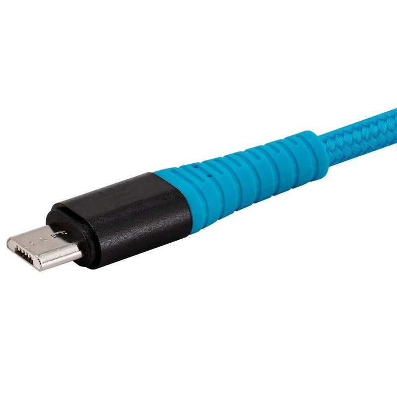 Monoprice USB 2.0 Micro B to Type A Charge and Sync Cable - 6 Feet - Blue | Durable, Kevlar-Reinforced Nylon-Braid - AtlasFlex Series, 3 of 7